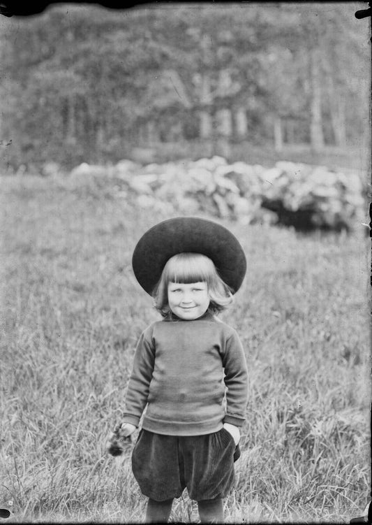 Plaque verre photo négatif 13x18 cm, noir et blanc vintage, petit garçon enfant