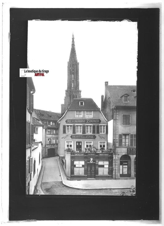 Plaque verre photo ancienne positif noir et blanc 13x18 cm Zimmer Strasbourg