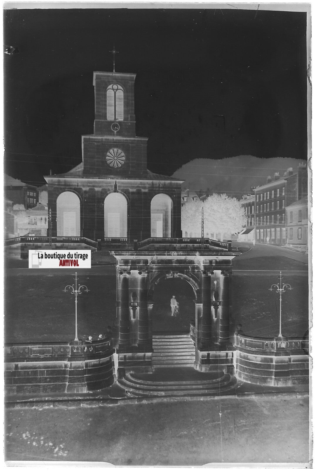 Oyonnax, Porte Monumentale, Plaque verre photo, négatif noir & blanc 10x15 cm