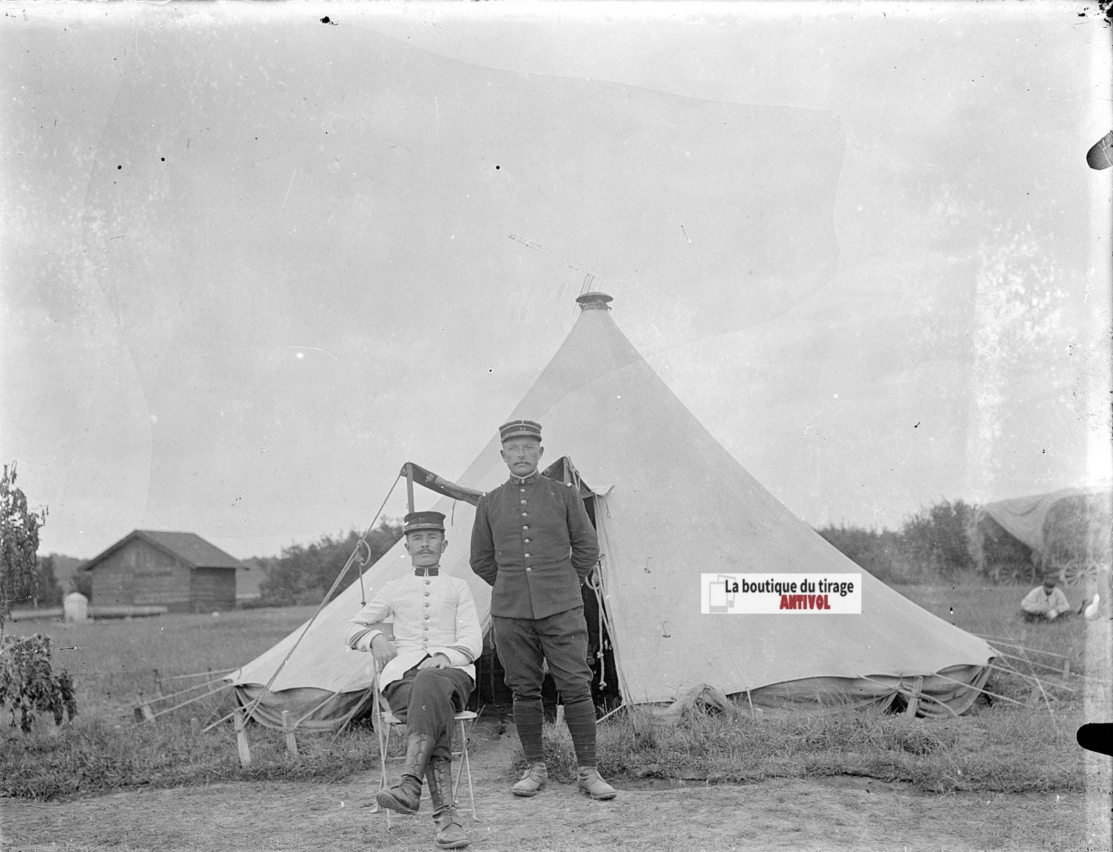 Officiers du 26ᵉ régiment, plaque verre, photo ancienne, négatif N&B 9x12 cm