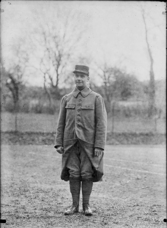 Plaque verre photo ancienne négatif 13x18 cm soldat militaire uniforme