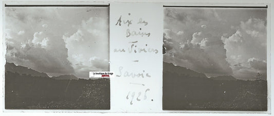 Aix-les-Bains, Plaque verre photo stéréo, positif noir & blanc 4,5x10,7 cm