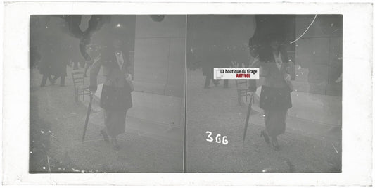 Hippodrome de Longchamp, Paris, plaque verre stéréoscopique, positif 8,5x17 cm