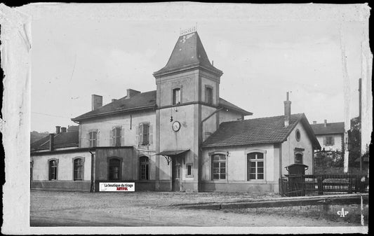 Hayange, gare SNCF, Plaque verre photo ancienne, négatif noir & blanc 9x14 cm