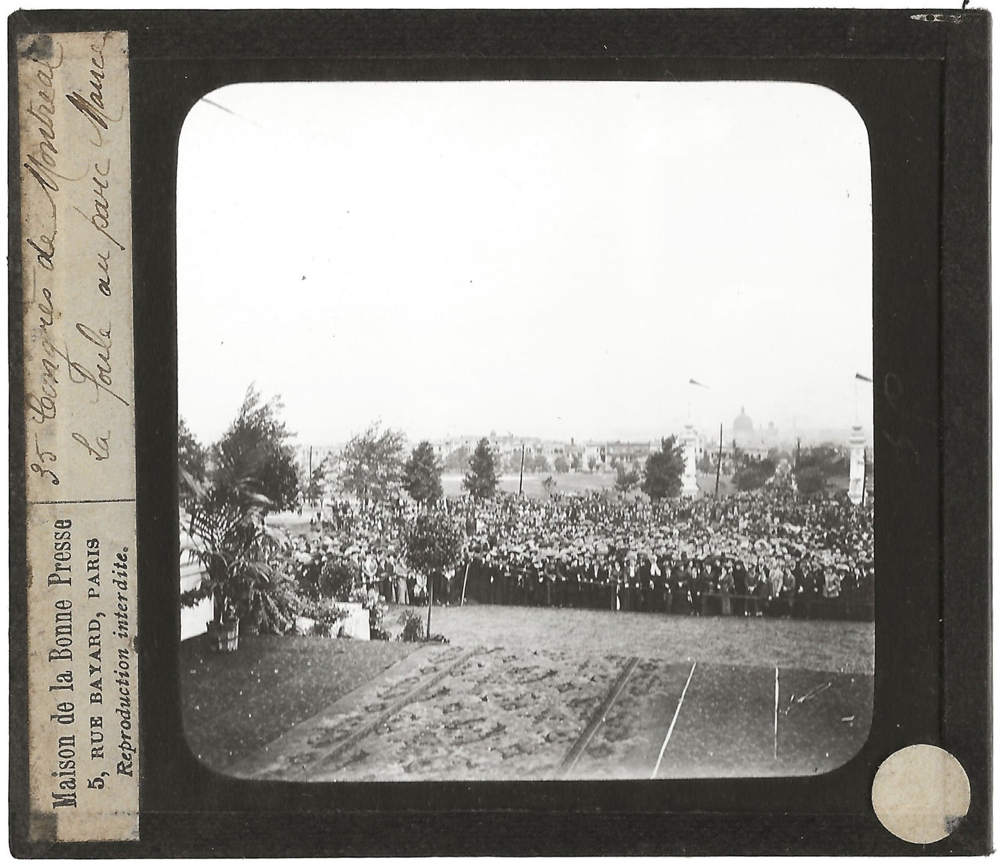 Parc Jeanne-Mance, Canada Montréal, photo plaque de verre, positif 8,5x10 cm
