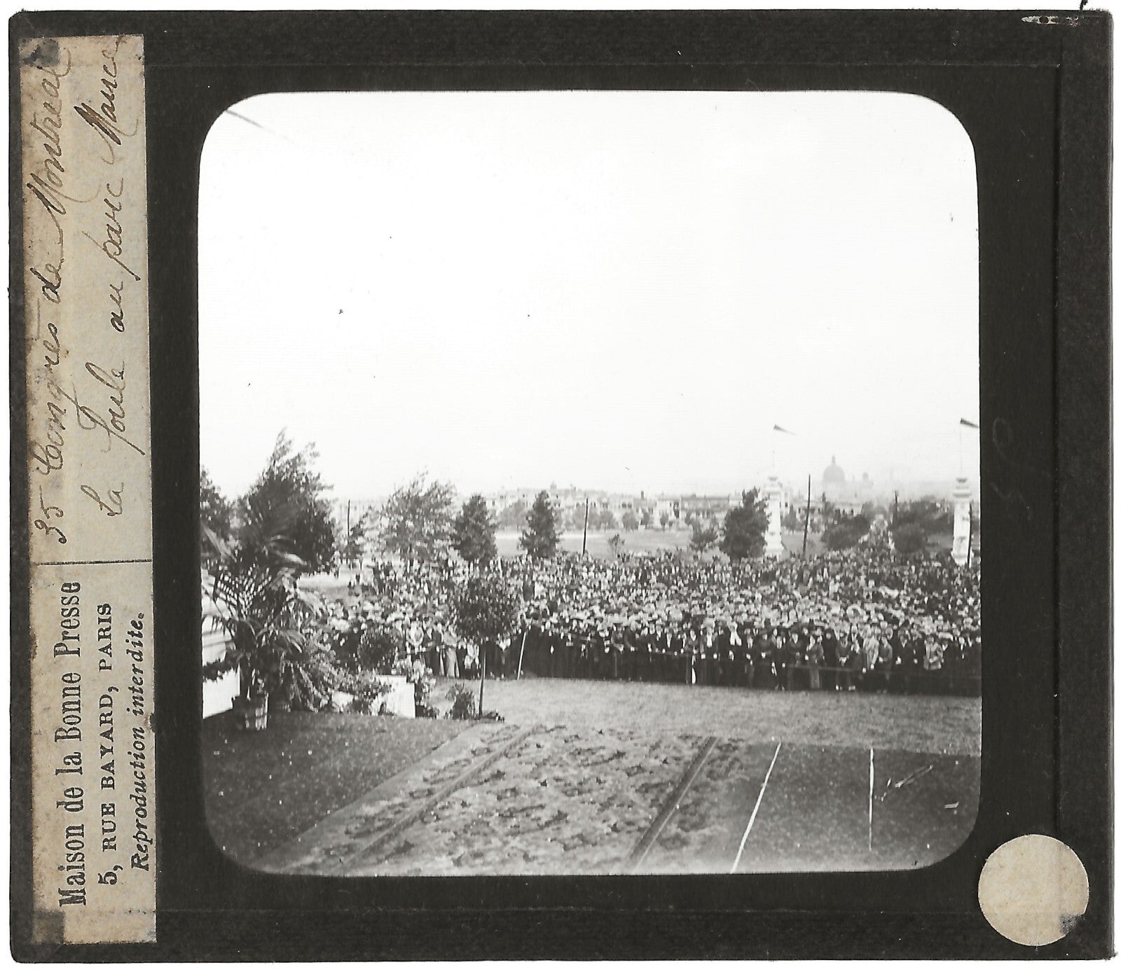 Parc Jeanne-Mance, Canada Montréal, photo plaque de verre, positif 8,5x10 cm