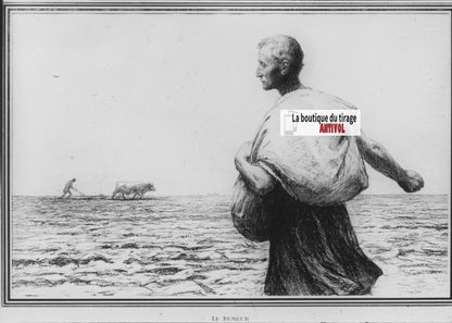 Marc, scène religieuse, dessin peinture plaque de verre, positif 8,5x10 cm