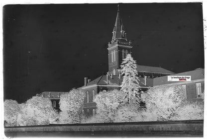Vichy, hôpital, Plaque verre photo ancienne, négatif noir & blanc 10x15 cm