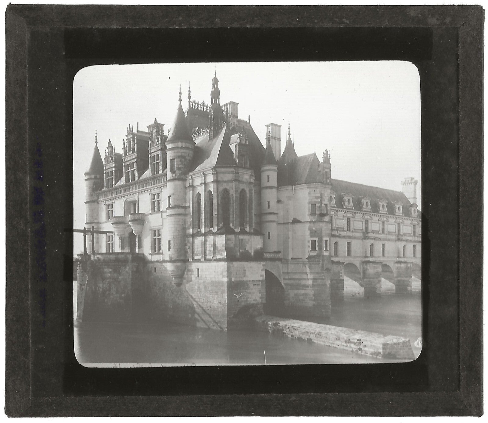 Château de Chenonceau, France, photo ancienne plaque de verre, positif 8,5x10 cm