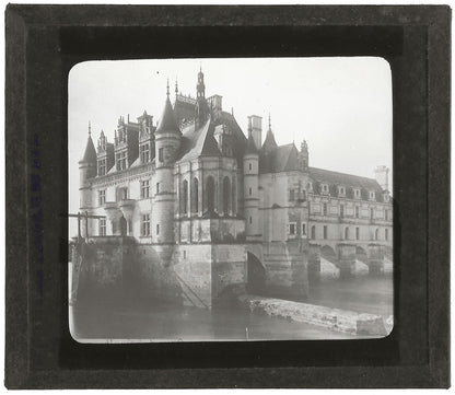 Château de Chenonceau, France, photo ancienne plaque de verre, positif 8,5x10 cm