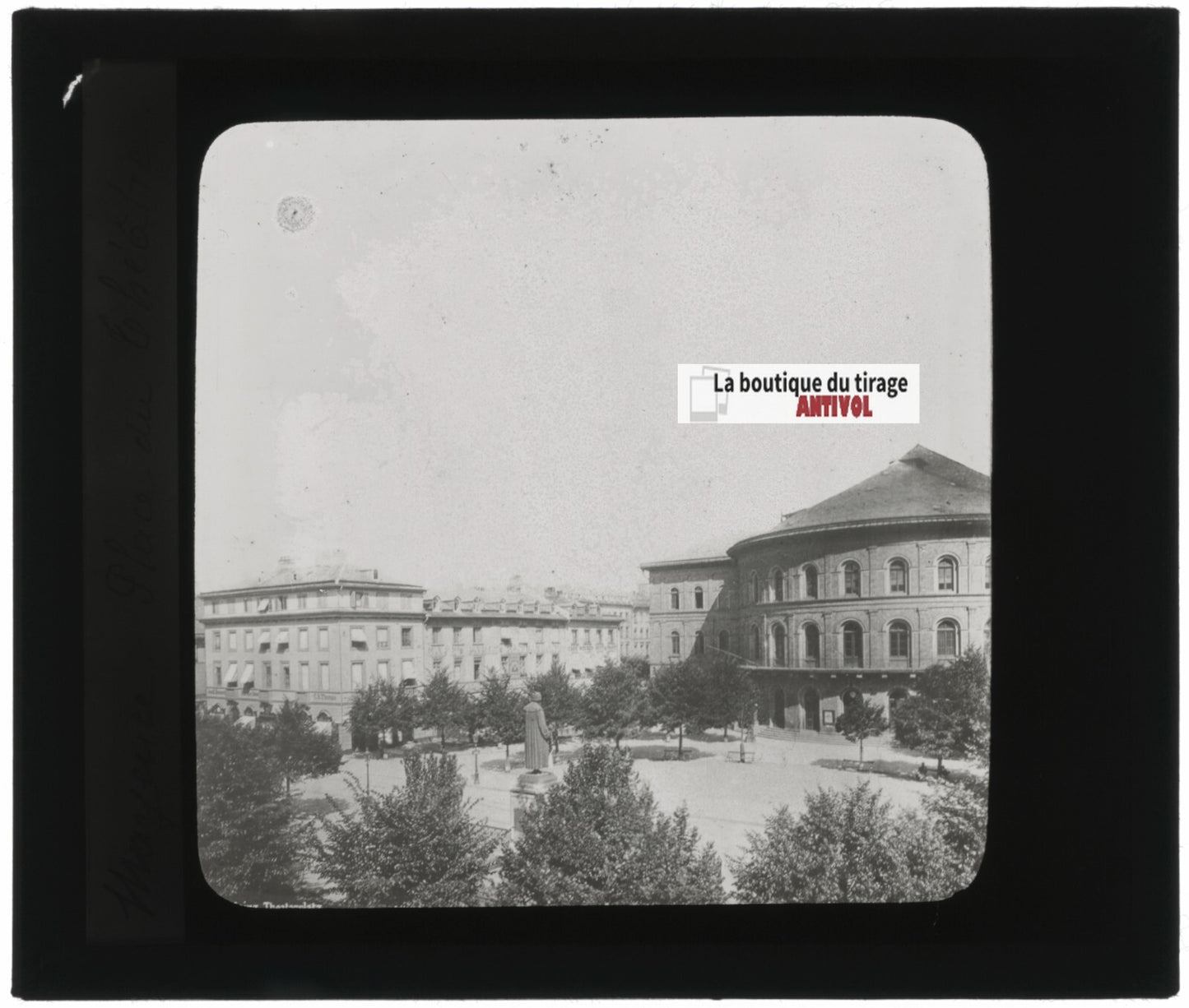 Théâtre, Mainz, Mayence, Allemagne, photo plaque verre, positif 8,5x10 cm