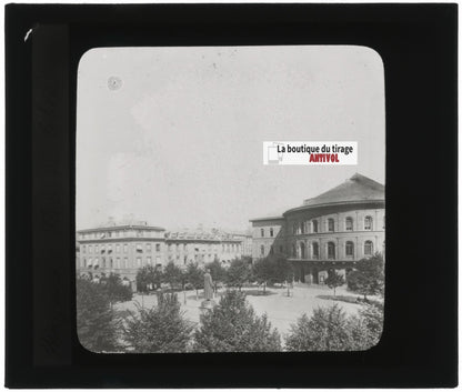 Théâtre, Mainz, Mayence, Allemagne, photo plaque verre, positif 8,5x10 cm