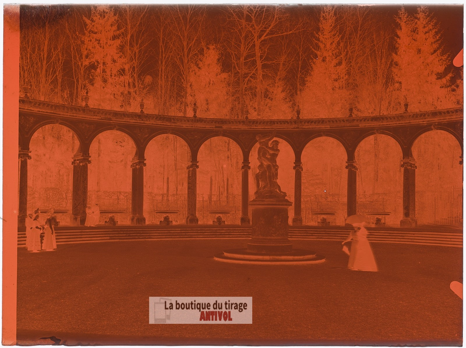 Bosquet de la Colonnade, plaque verre, photo ancienne, négatif 9x12 cm