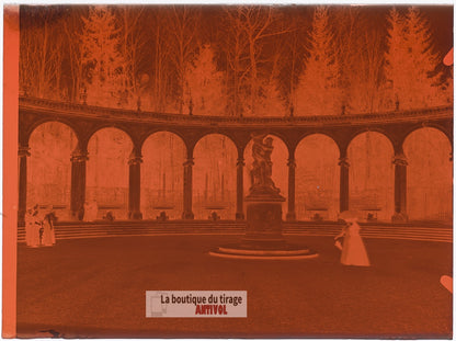 Bosquet de la Colonnade, plaque verre, photo ancienne, négatif 9x12 cm