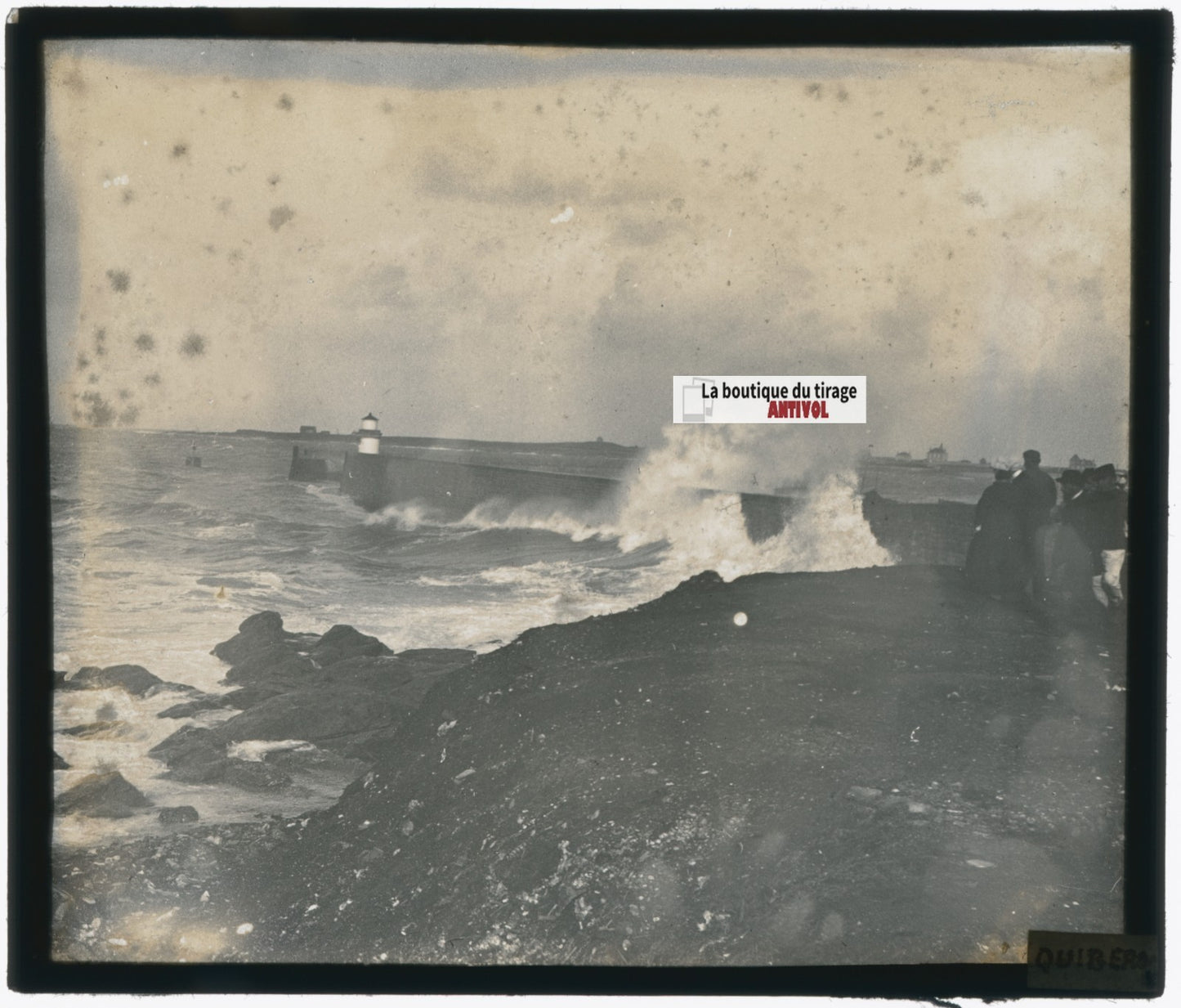 Quiberon, Bretagne, photo plaque verre, noir & blanc, positif 8,5x10 cm