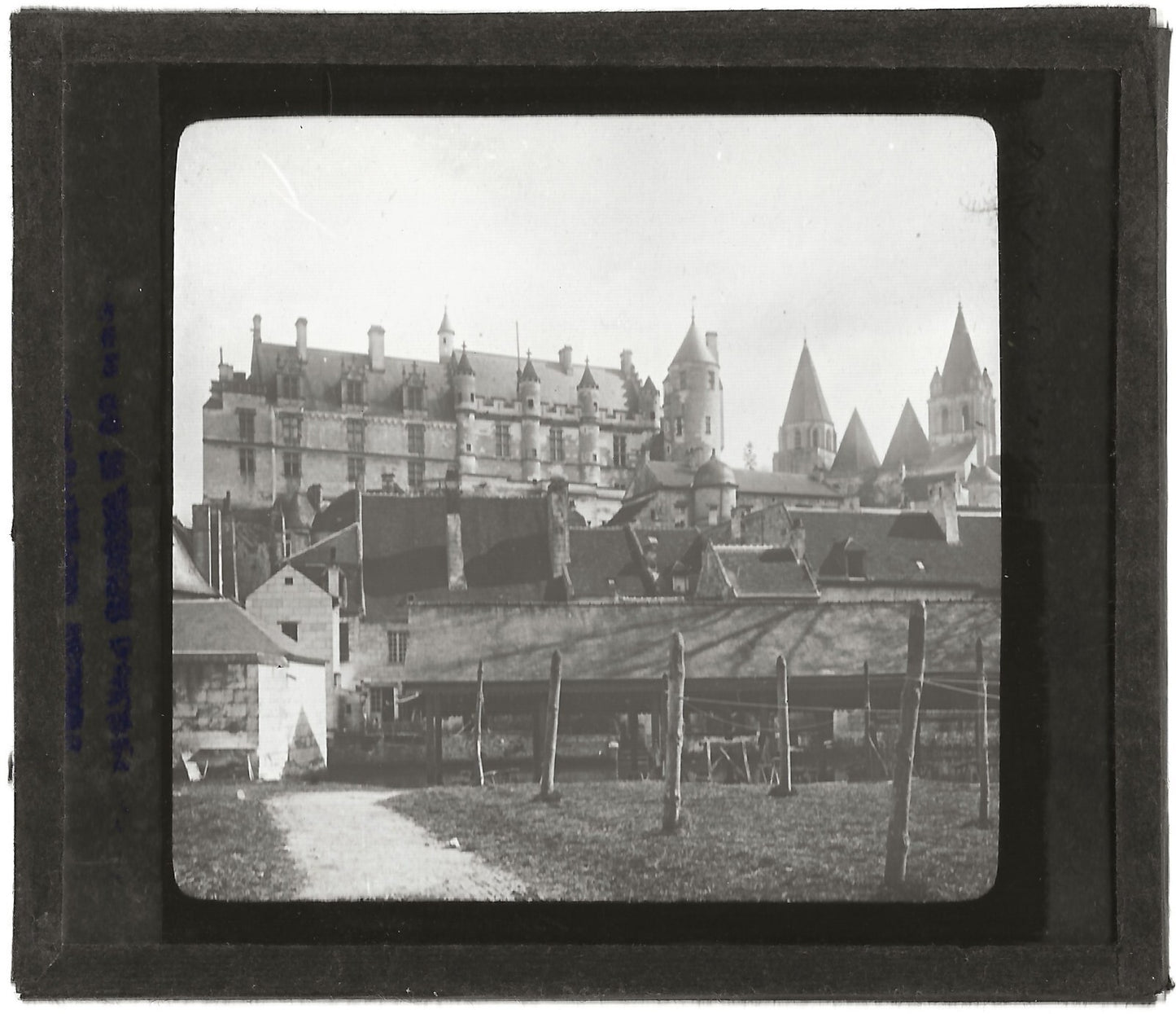 Château de Loches, France, photo ancienne plaque de verre, positif 8,5x10 cm