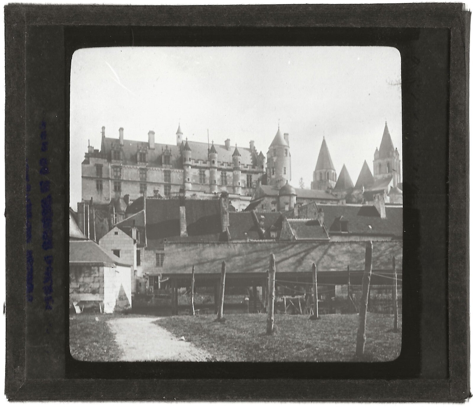 Château de Loches, France, photo ancienne plaque de verre, positif 8,5x10 cm