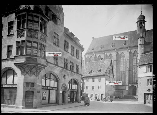 Plaque verre photo ancienne négatif noir et blanc 13x18 cm Colmar Jeanne d'Arc