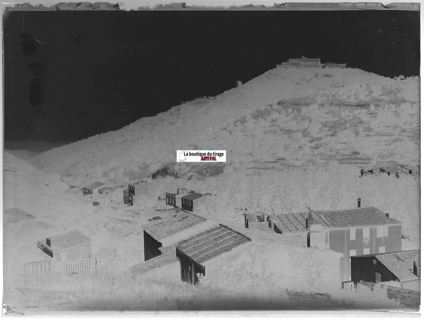 Le Perthus Bellegarde, Plaque verre photo, négatif noir & blanc 9x12 cm France