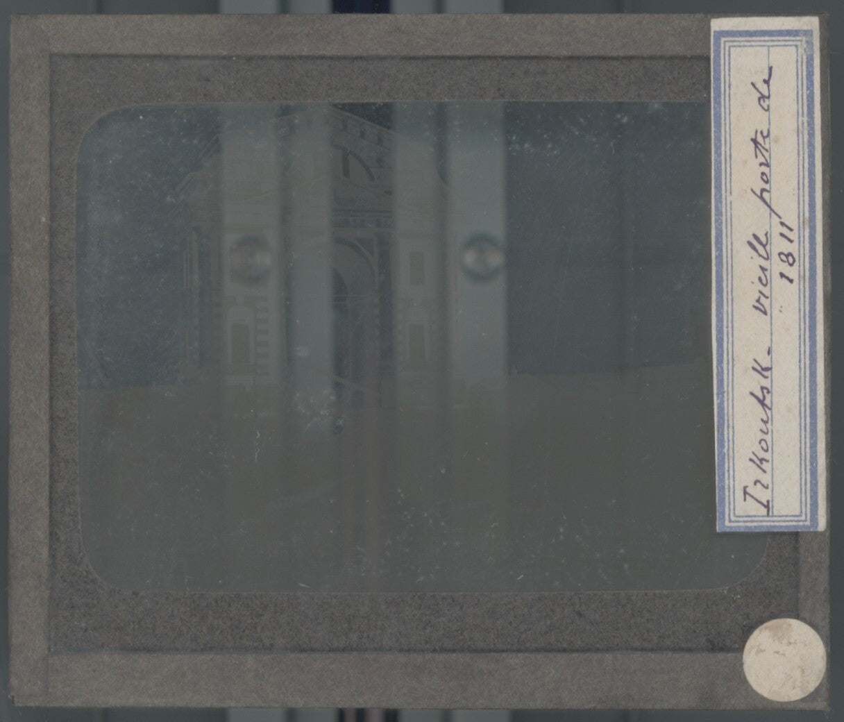 Irkoutsk, Russie, Arc, photo plaque verre, noir & blanc, positif 8,5x10 cm