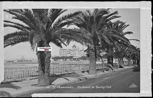 Saint-Raphaël, Touring-Club, Plaque verre photo, négatif noir & blanc 9x14 cm