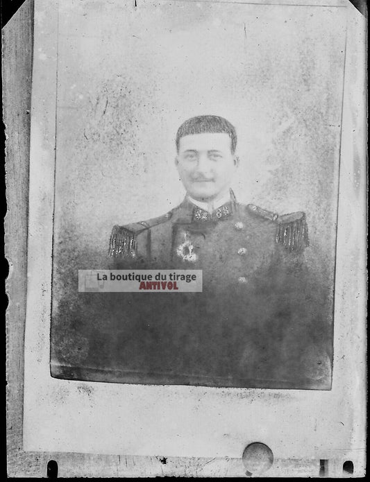 Plaque verre photo ancienne négatif noir et blanc 9x12 cm soldat 88e régiment 