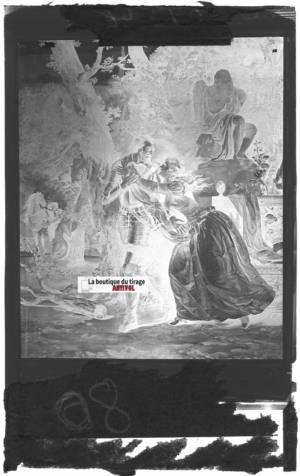 Plaque verre photo, négatif noir & blanc 9x14 cm, château de Pau, Henri IV