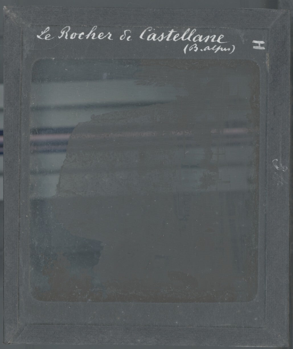 Le rocher de Castellane, photo ancienne plaque de verre, positif 8,5x10 cm