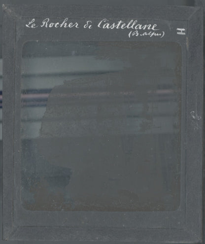 Le rocher de Castellane, photo ancienne plaque de verre, positif 8,5x10 cm