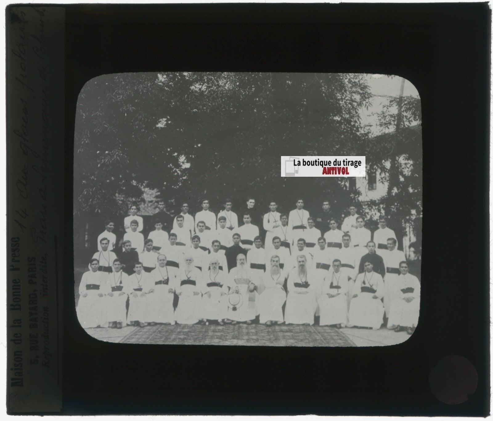 Photo groupe, Grand Séminaire, photo ancienne plaque de verre, positif 8,5x10 cm