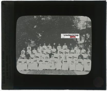 Photo groupe, Grand Séminaire, photo ancienne plaque de verre, positif 8,5x10 cm