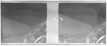 Montagne, Plaque verre photo stéréoscopique, négatif noir & blanc 4,5x10,7 cm