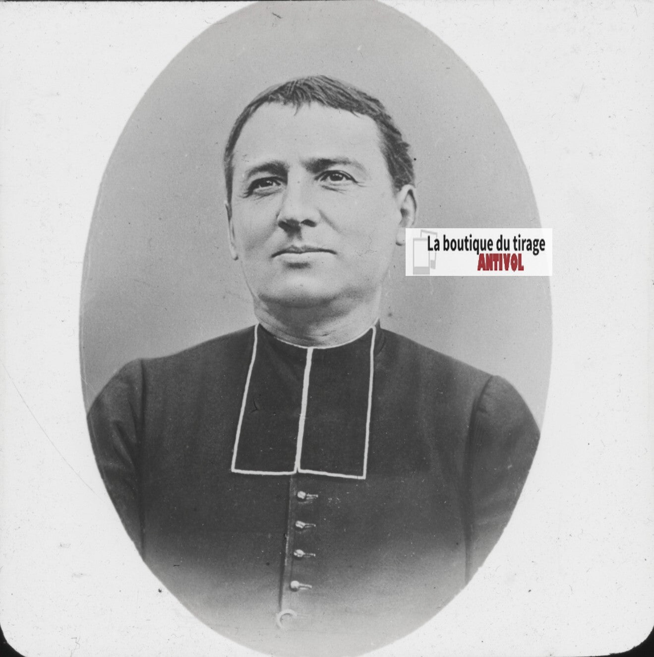 Portrait prêtre, église France, photo ancienne plaque verre, positif 8,5x10 cm
