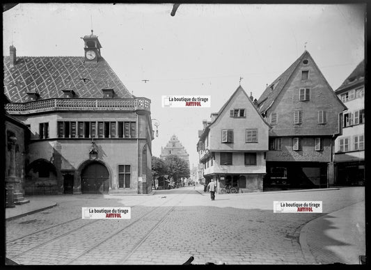 Plaque verre photo ancienne négatif noir et blanc 13x18 cm France Colmar 