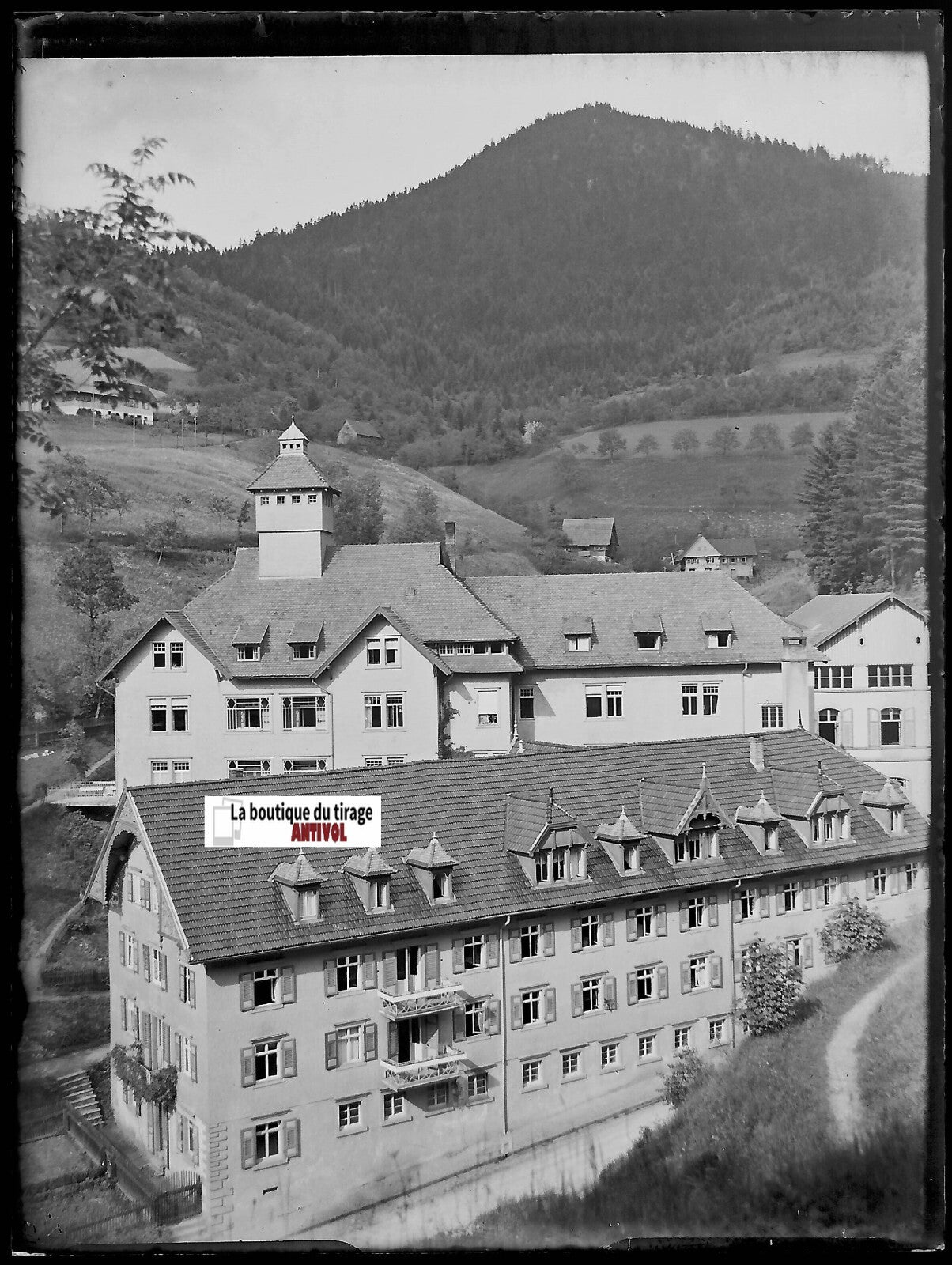 Bad Antogast, Oppenau, Plaque verre photo, négatif ancien noir & blanc 9x12 cm