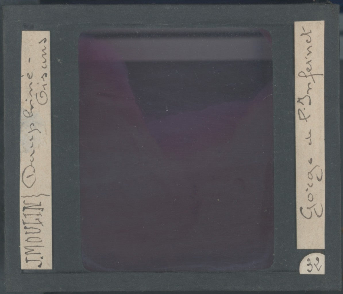 Gorges de l'Infernet, photo J. Moulin, plaque verre, couleur, positif 8,5x10 cm