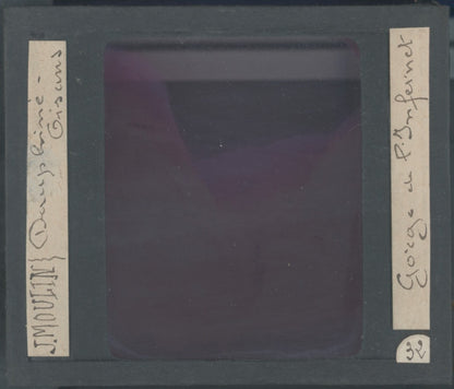Gorges de l'Infernet, photo J. Moulin, plaque verre, couleur, positif 8,5x10 cm