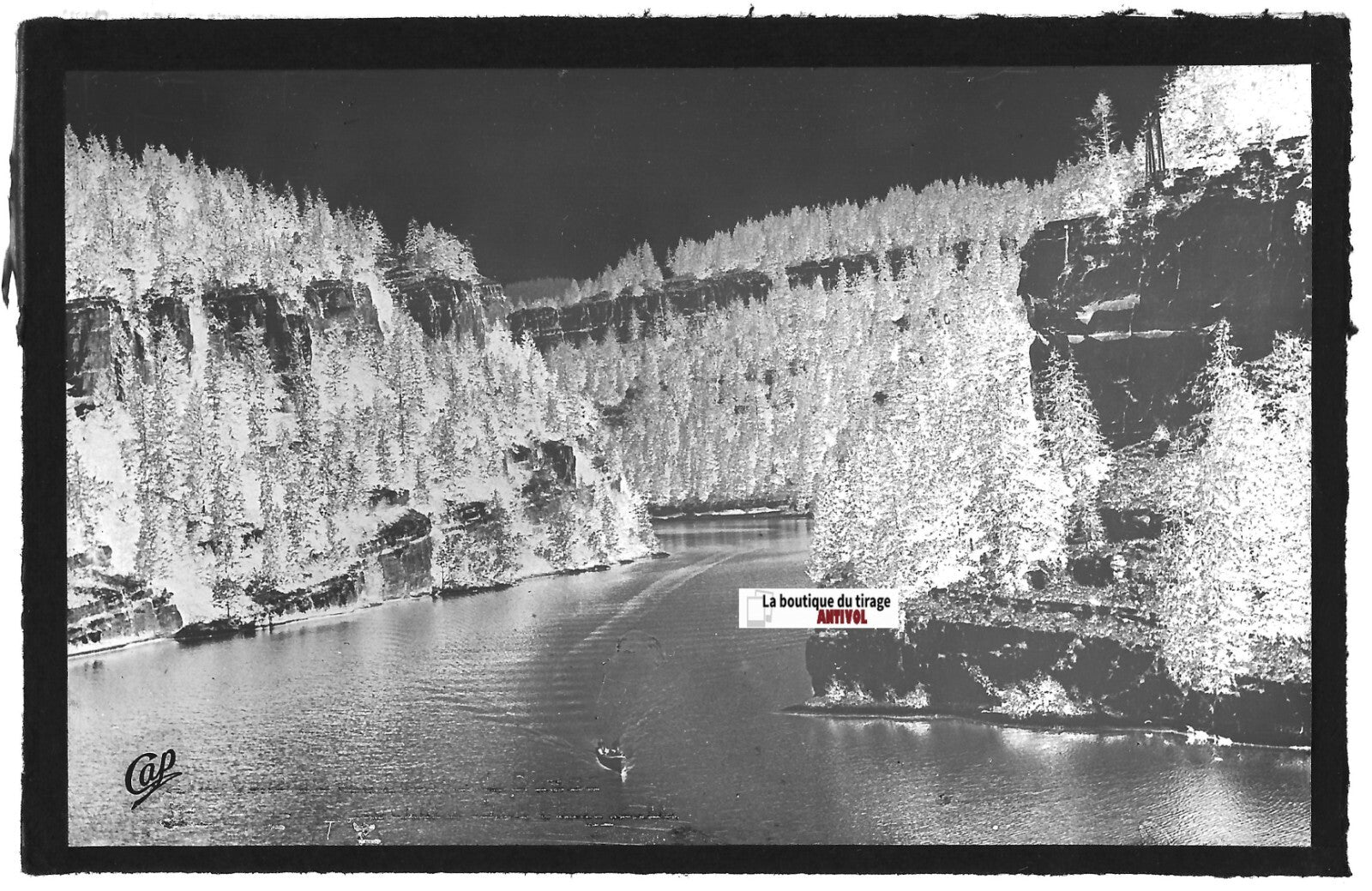 Plaque verre photo négatif noir & blanc 9x14 cm, Rochers Louis-Philippe, Doubs