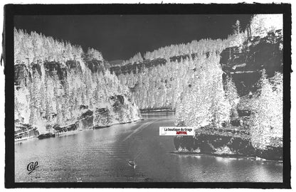 Plaque verre photo négatif noir & blanc 9x14 cm, Rochers Louis-Philippe, Doubs