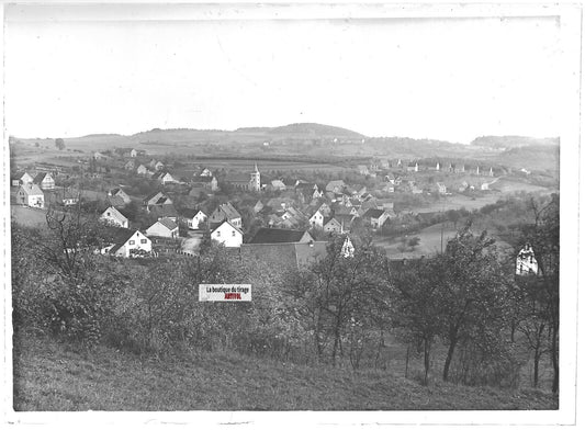 Plaque verre photo ancienne positif noir & blanc 13x18 cm Furschweiler village