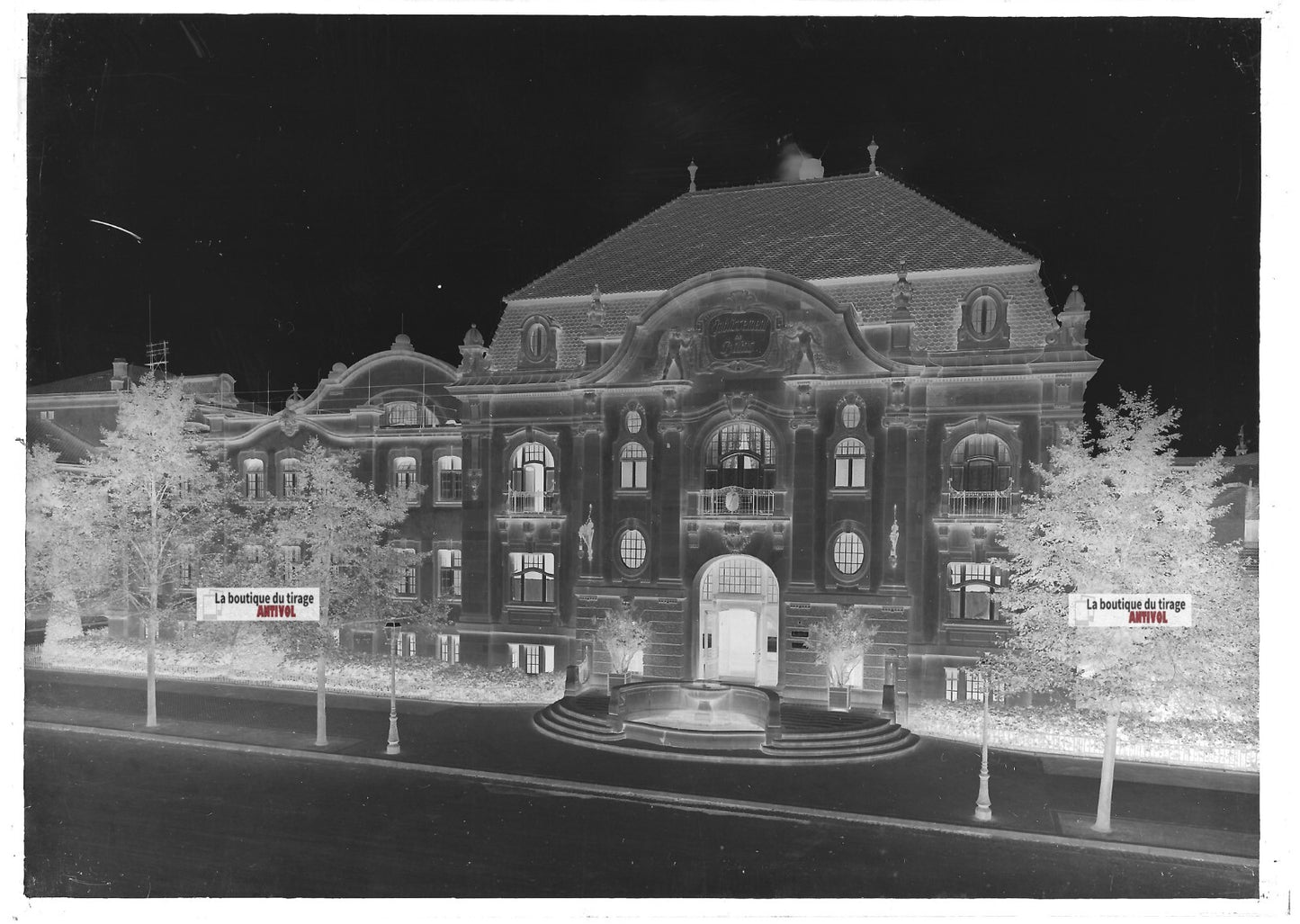 Plaque verre photo ancienne négatif noir et blanc 13x18 cm Colmar bains vintage