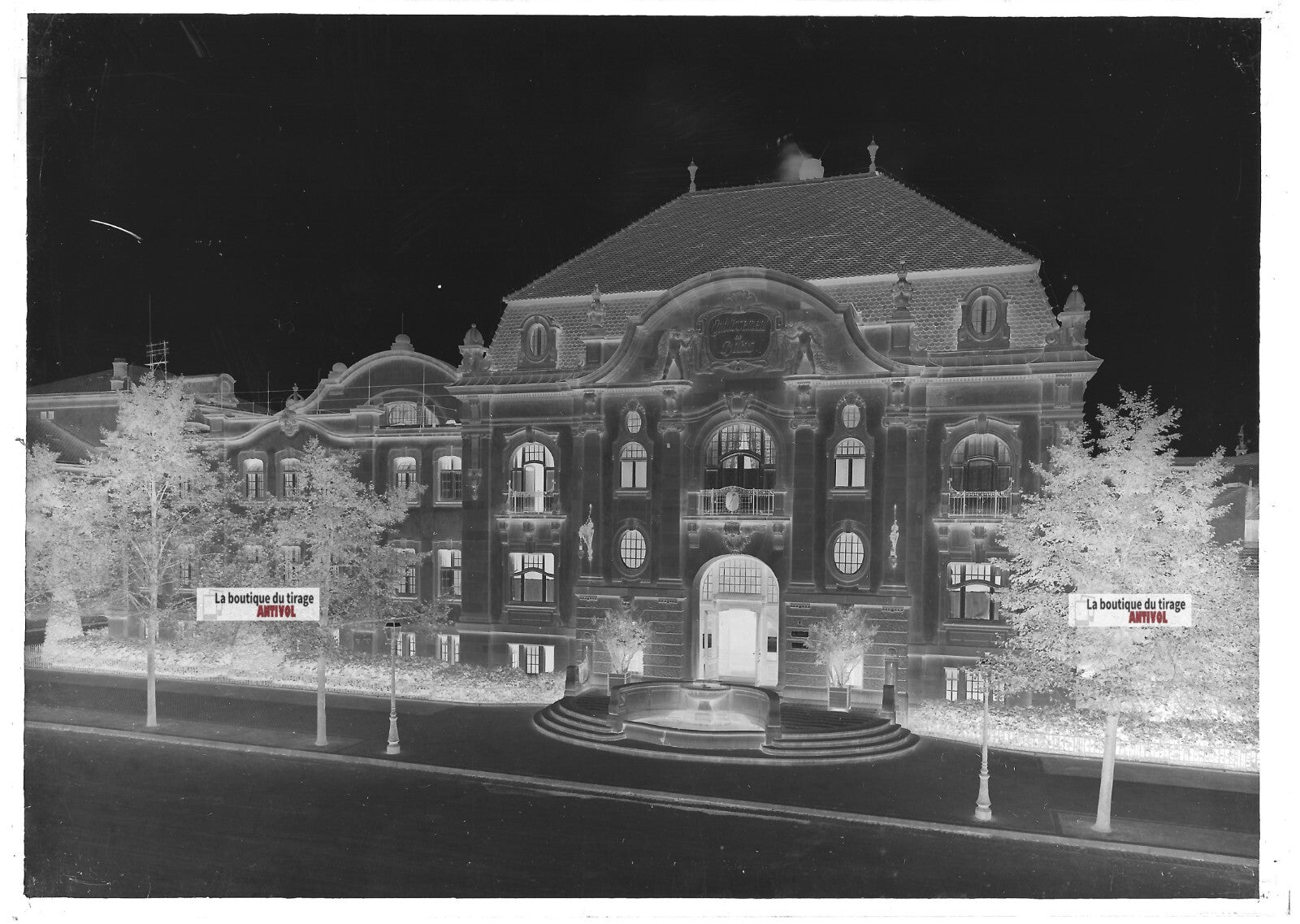 Plaque verre photo ancienne négatif noir et blanc 13x18 cm Colmar bains vintage