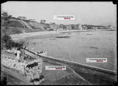 Plaque verre photo ancienne négatif noir et blanc 13x18 cm Saint Jean De Luz