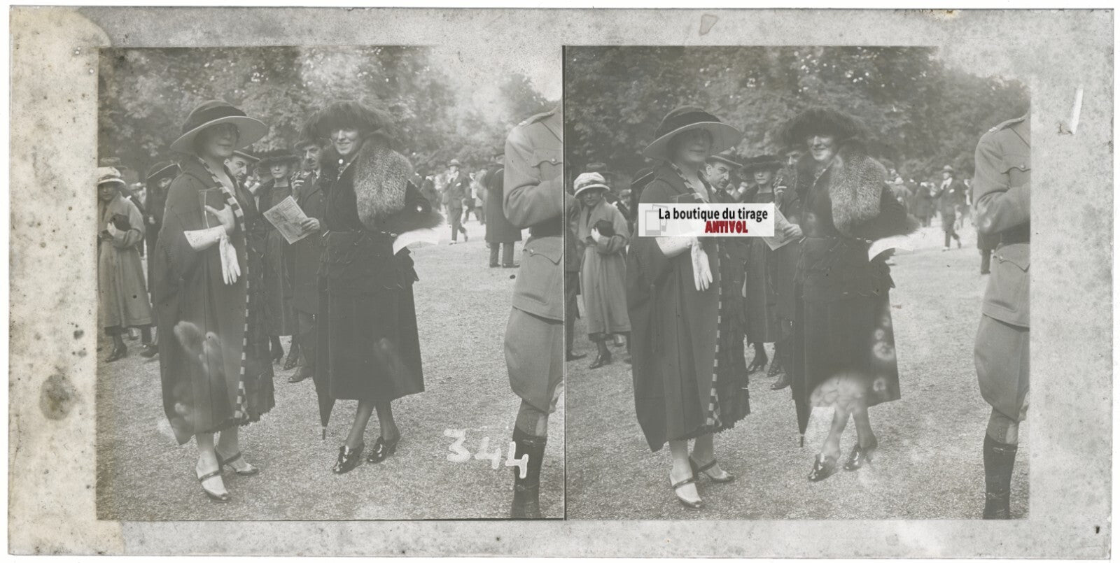 Jour de course, Longchamp, Paris, plaque verre stéréoscopique, positif 8,5x17 cm