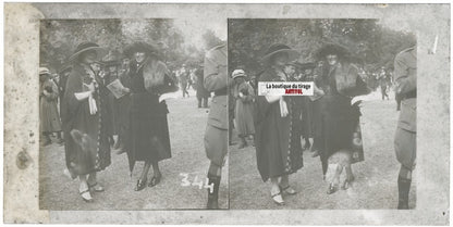 Jour de course, Longchamp, Paris, plaque verre stéréoscopique, positif 8,5x17 cm