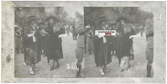 Jour de course, Longchamp, Paris, plaque verre stéréoscopique, positif 8,5x17 cm