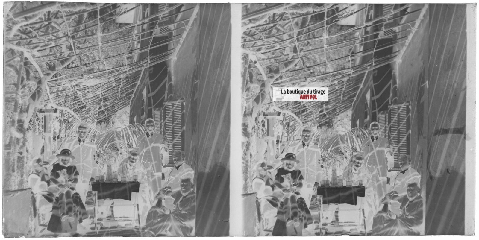 Normandie, famille maison, stéréoscopie plaque ancienne verre, négatif 9x18 cm