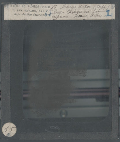 Jeanne d'Arc, château de Rouen, plaque ancienne verre, positif 8,5x10 cm