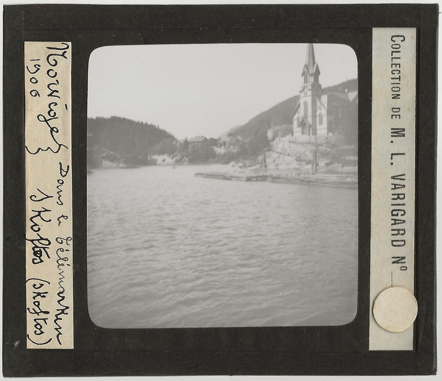 Skotfoss, Norvège, photo ancienne plaque de verre, positif 8,5x10 cm