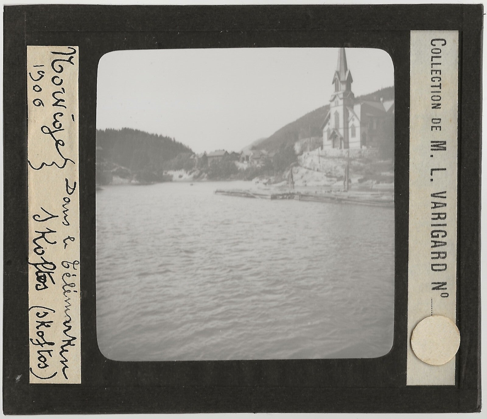 Skotfoss, Norvège, photo ancienne plaque de verre, positif 8,5x10 cm